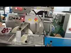 Маленькая шоколадная вышивальщица делает шоколадную глазурь в ягодах